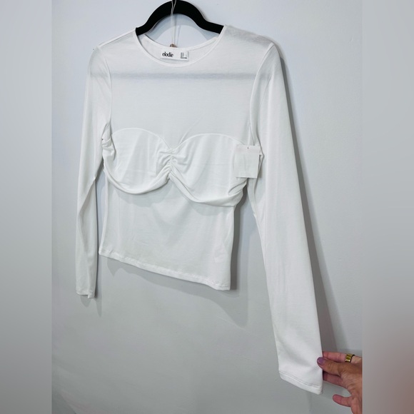 Elodie • Women’s White Ruched Front Long Sleeve Top XS NWT - Picture 5 of 10